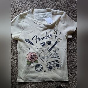 NWT Fender Kids L Cream Ribbed Graphic Music Tee
